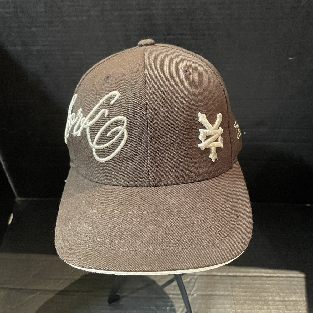 VTG Y2K ZOO YORK Unbreakable Mens Hat L/Xl Fitted Flex Skate Brown Embroidery